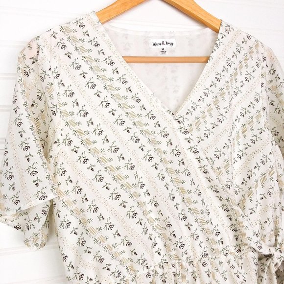 Wren + Ivory Boho Ivory Wrap Front Maternity Dress - Picture 3 of 9